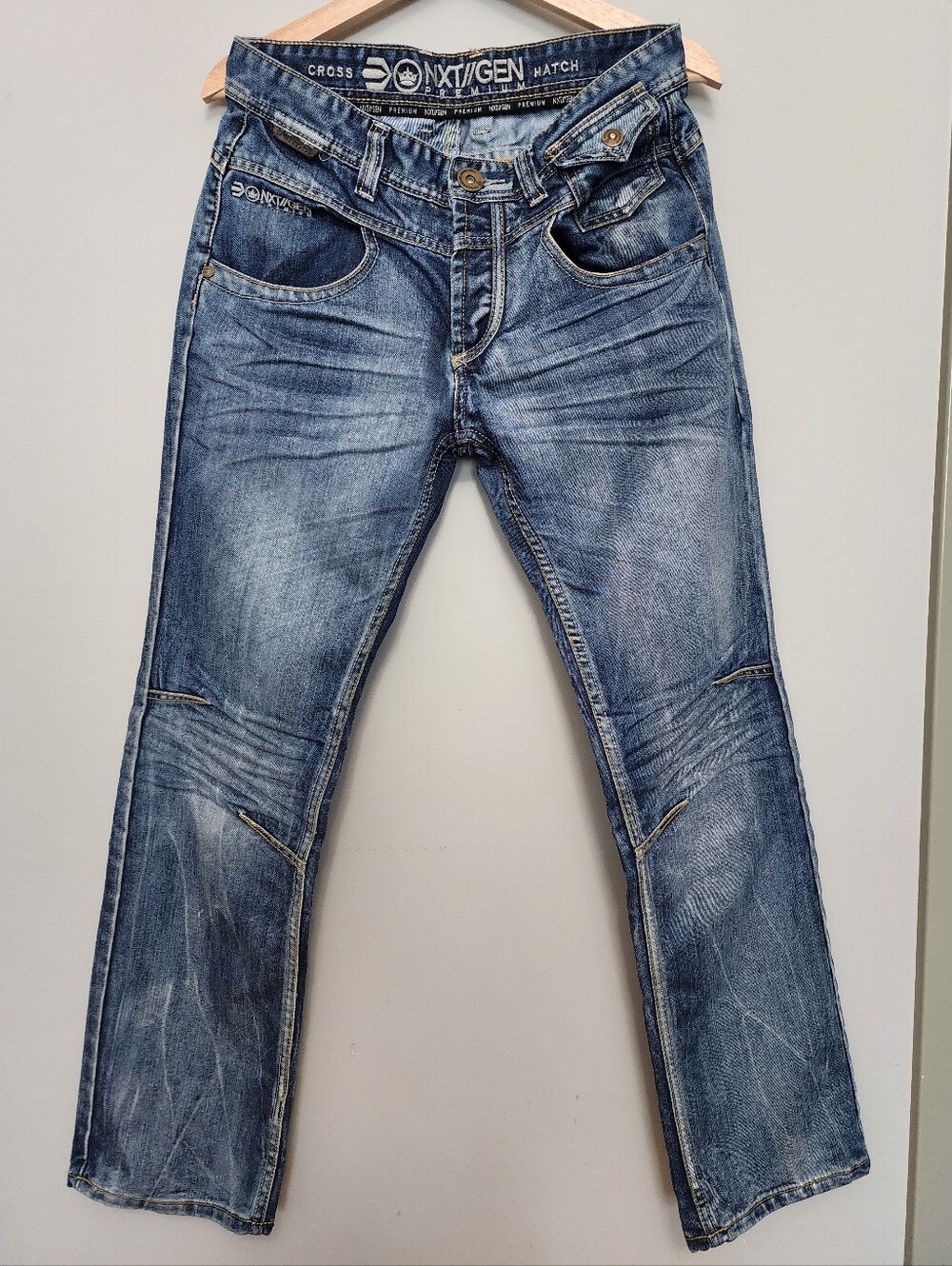 Nxt // Gen Premium Cross Hatch Men’s Distressed Blue Jeans Size 32x32